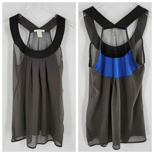 Urban Behavior Top Women's Size Large Gray Tank Mesh Blue Back Panel